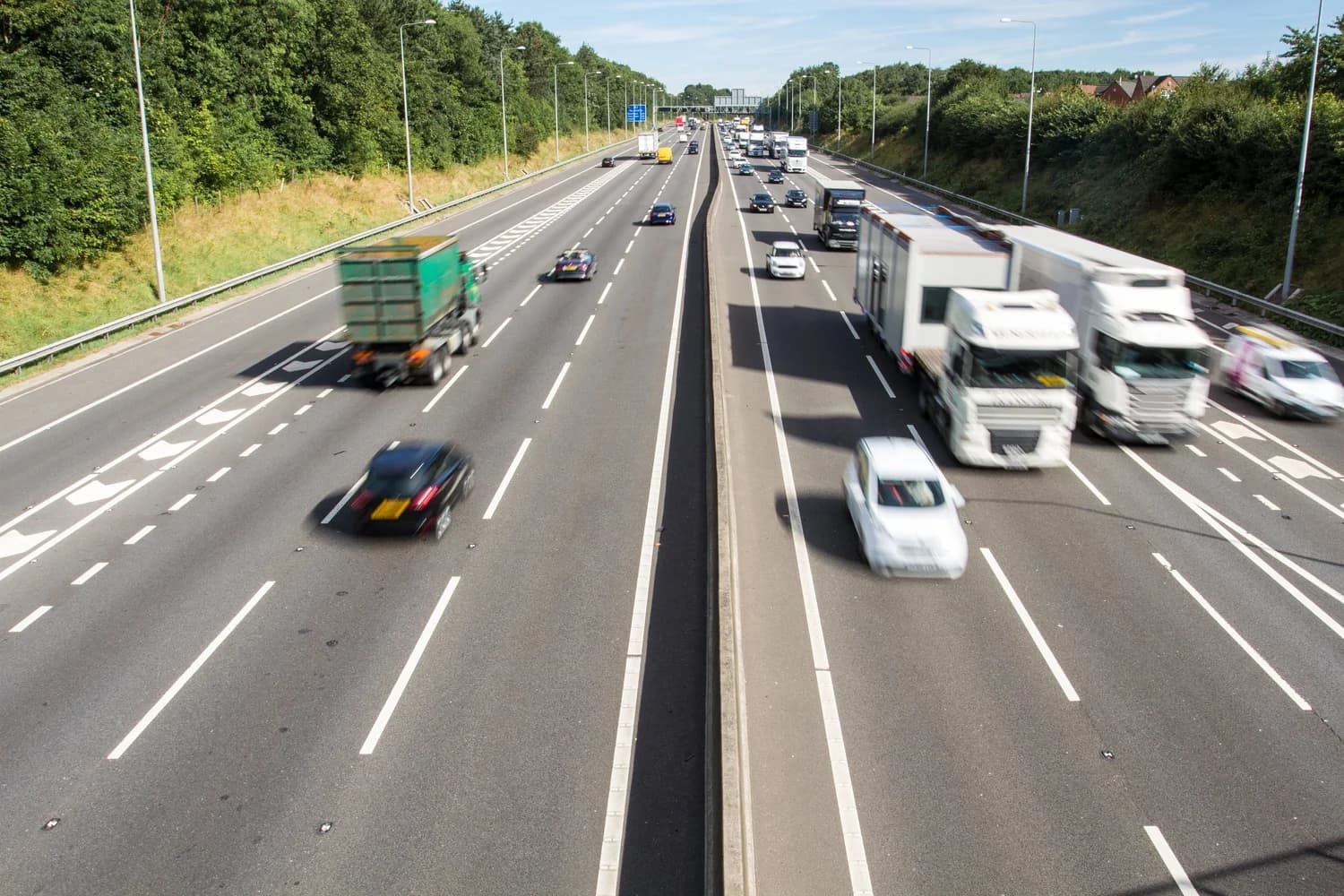 Commercial fleet vehicles on the road